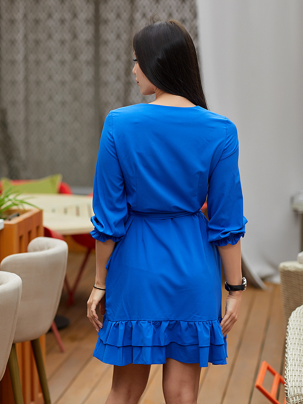 Платье с воланами цвет синий