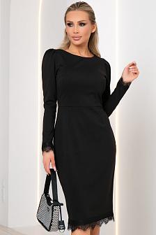 Платье-футляр с кружевом цвет черный