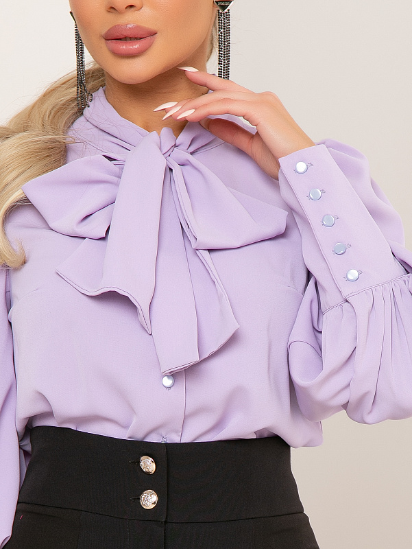 Блуза с широкими манжетами цвет сиреневый