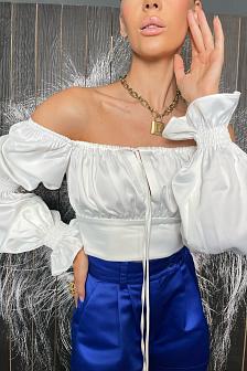 Блуза из шелкового атласа цвет белый