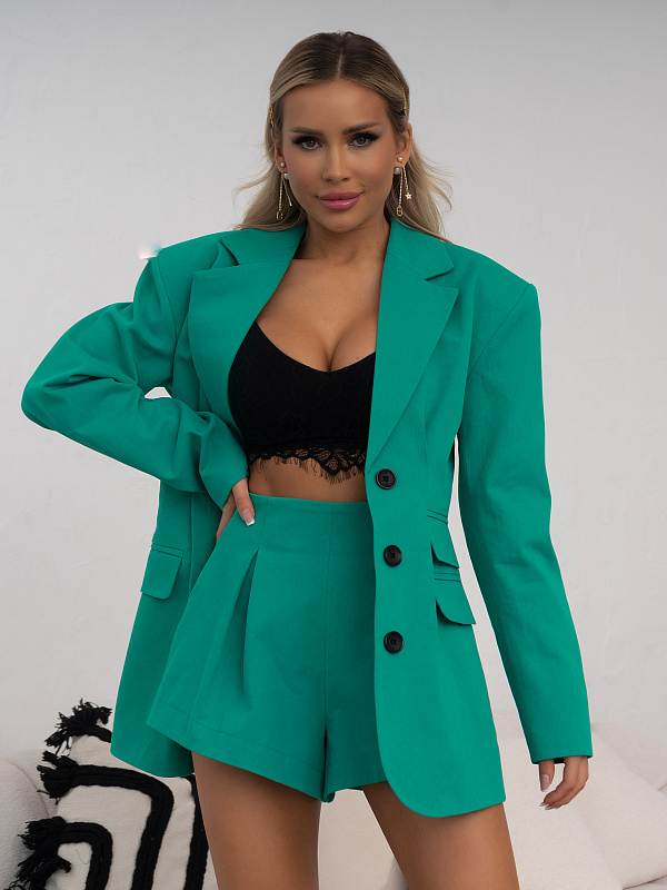 Пиджак с карманами цвет зеленый