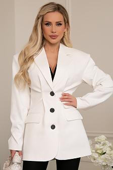 Пиджак приталенный с карманами цвет белый