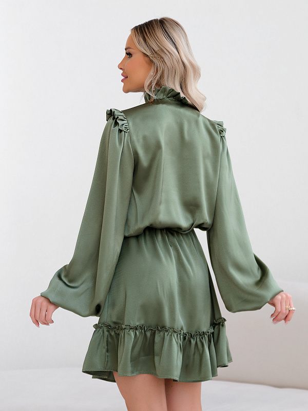 Платье с завязками цвет оливковый 