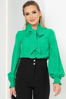 Блуза с бантом однотонная цвет зеленый