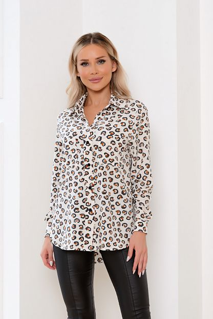 Рубашка цвет белый принт леопард