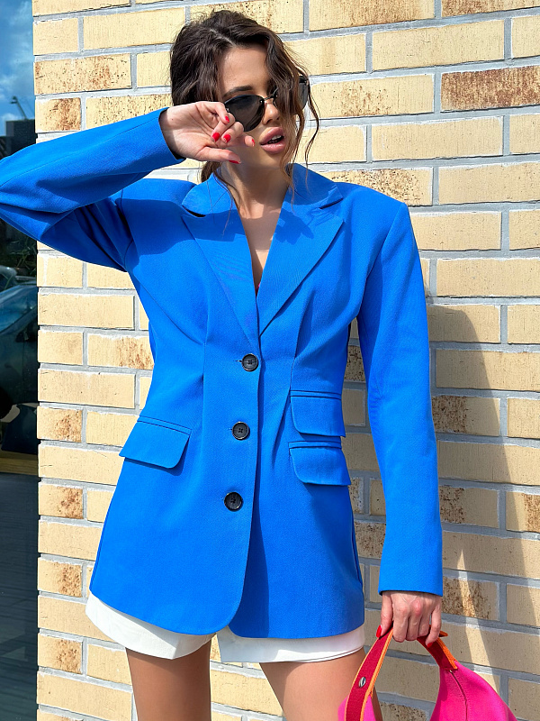 Пиджак с карманами цвет синий