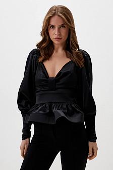 Блуза роскошная из атласа цвет черный