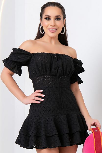 Платье из шитья с воланами цвет черный