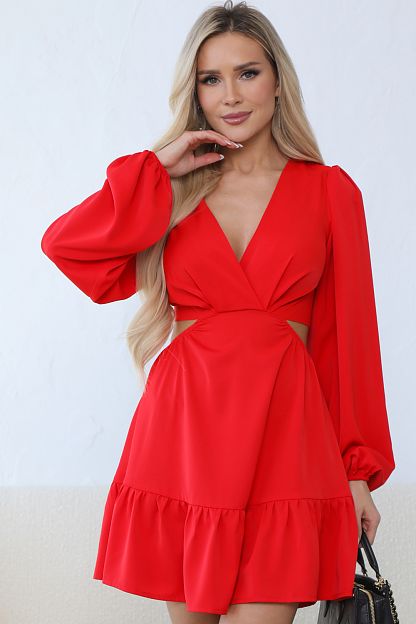Платье с бантом на спине цвет красный