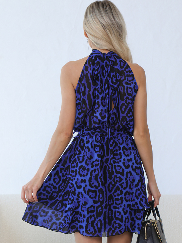 Платье америнканка с воланами синий леопард